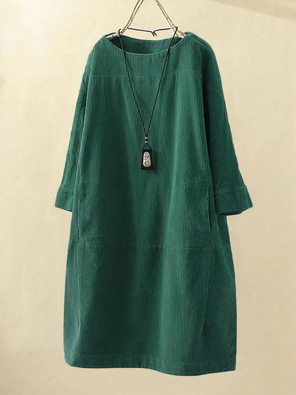 Dress | Relaxed Corduroy Tunic Dress with Soft Texture