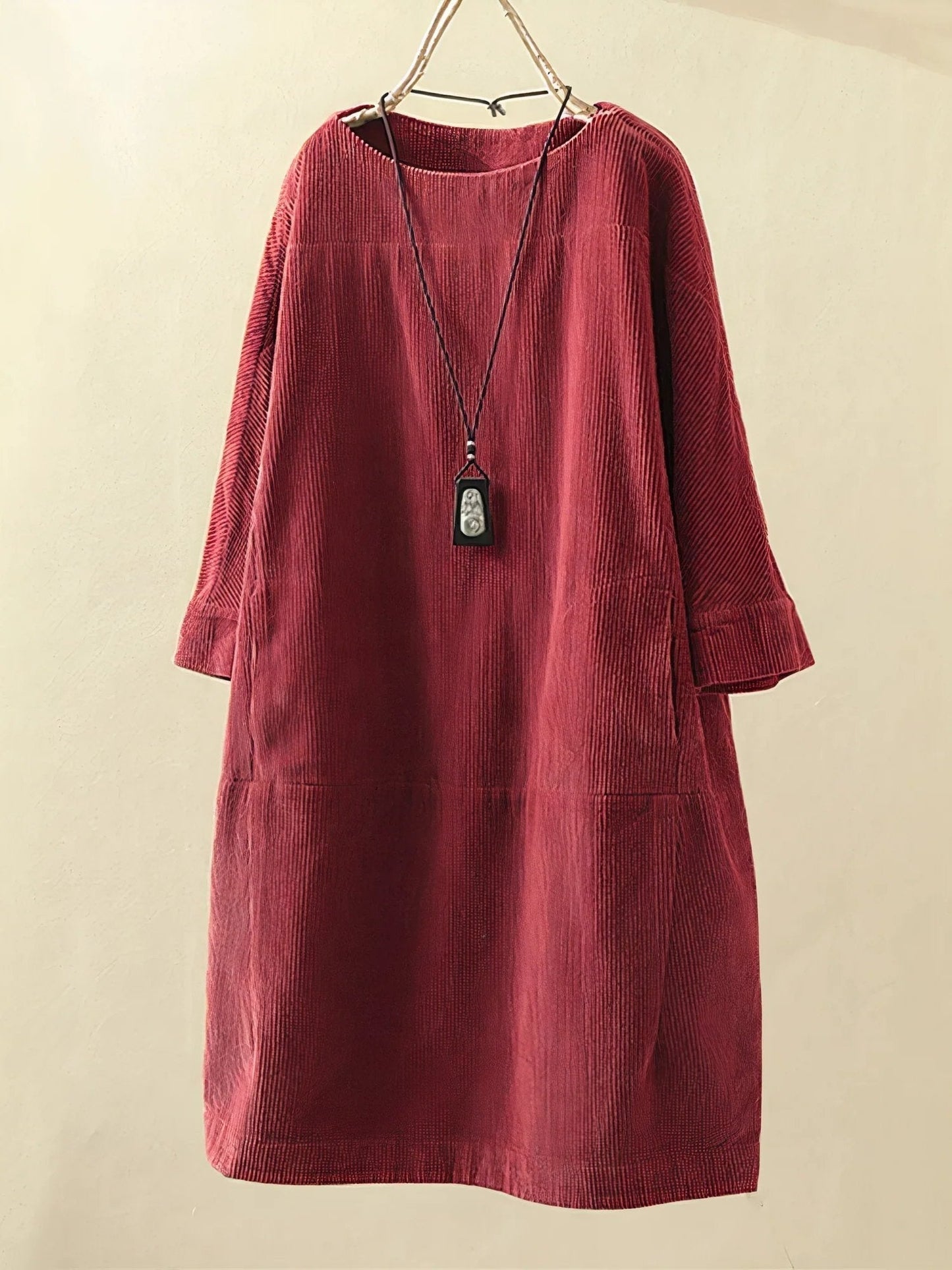 Dress | Relaxed Corduroy Tunic Dress with Soft Texture