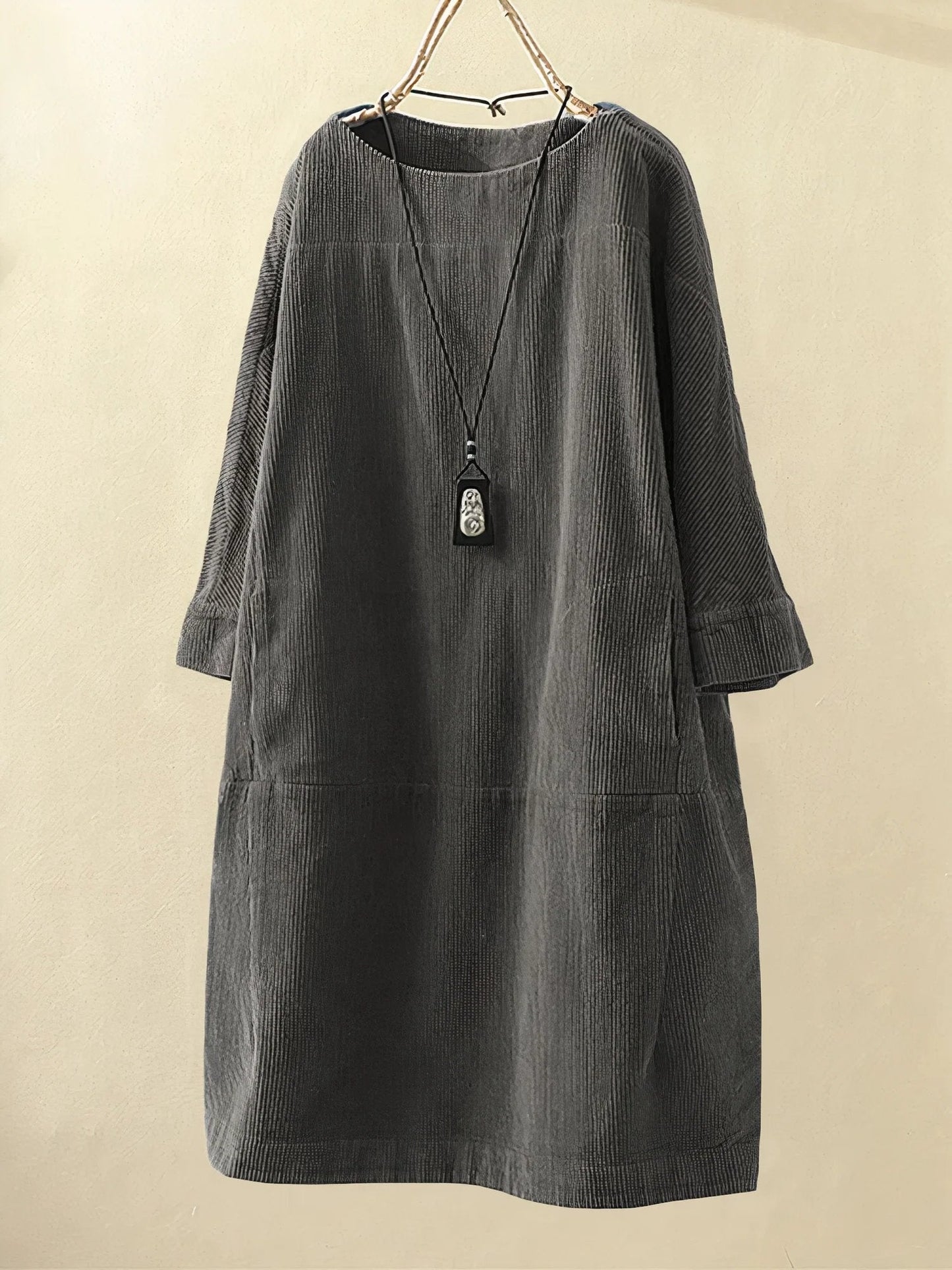 Dress | Relaxed Corduroy Tunic Dress with Soft Texture