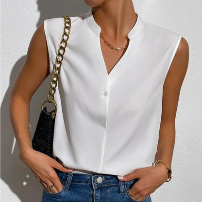 Tops | Women’s Casual Sleeveless V-Neck Blouses in Solid