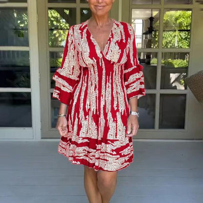 Dresses | Women’s Boho Tie-Dye Printed V-Neck Mini Dress