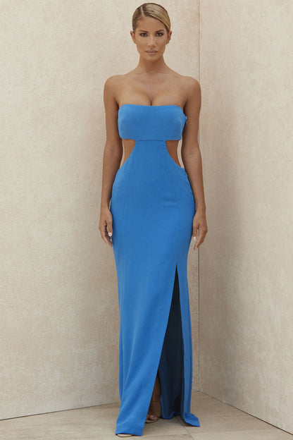 Dress | Strapless Satin Maxi with Side Cut-Outs