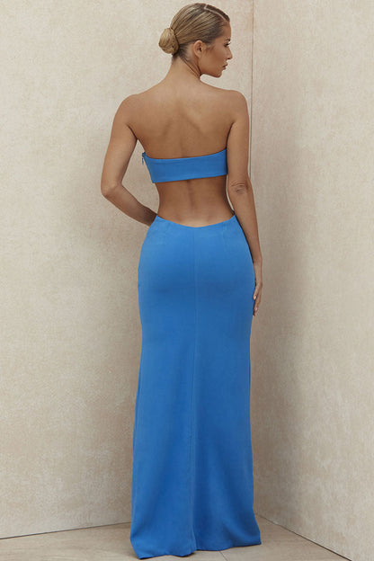 Dress | Strapless Satin Maxi with Side Cut-Outs
