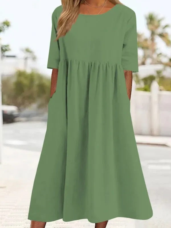 Dresses | Women’s Casual Empire Waist Midi Dress with Half Sleeves