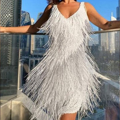 Dress | V-Neck Fringe Mini Party Dress