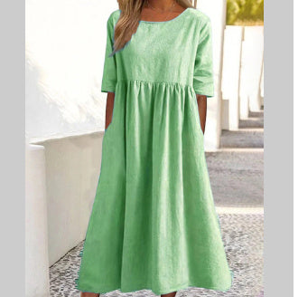 Dresses | Women’s Casual Empire Waist Midi Dress with Half Sleeves