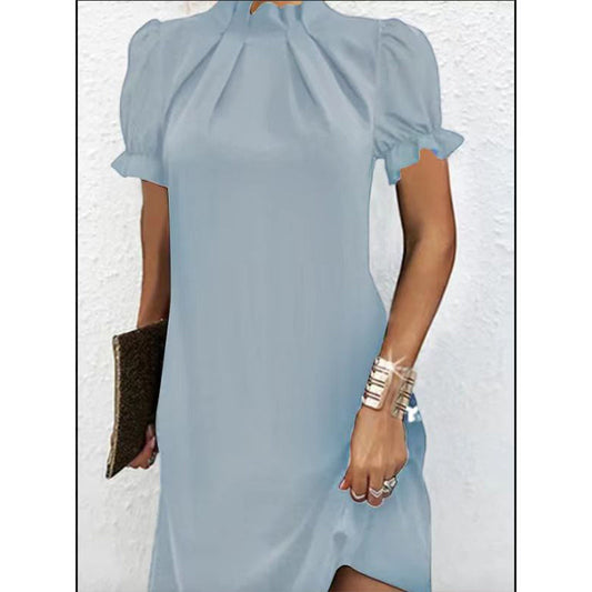 Dresses | Women’s High Neck Ruffle Sleeve Shift Mini Dress