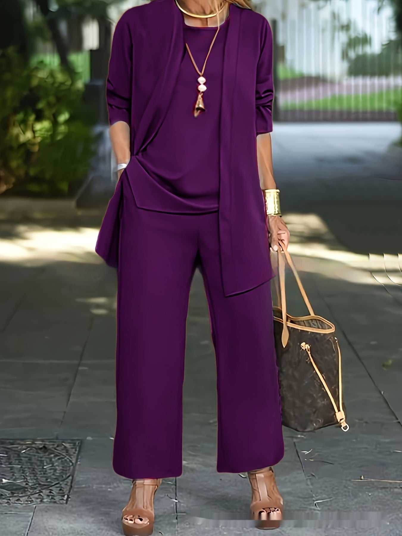 Sets | Women’s Two-Piece Casual Tunic and Wide-Leg Pants Set
