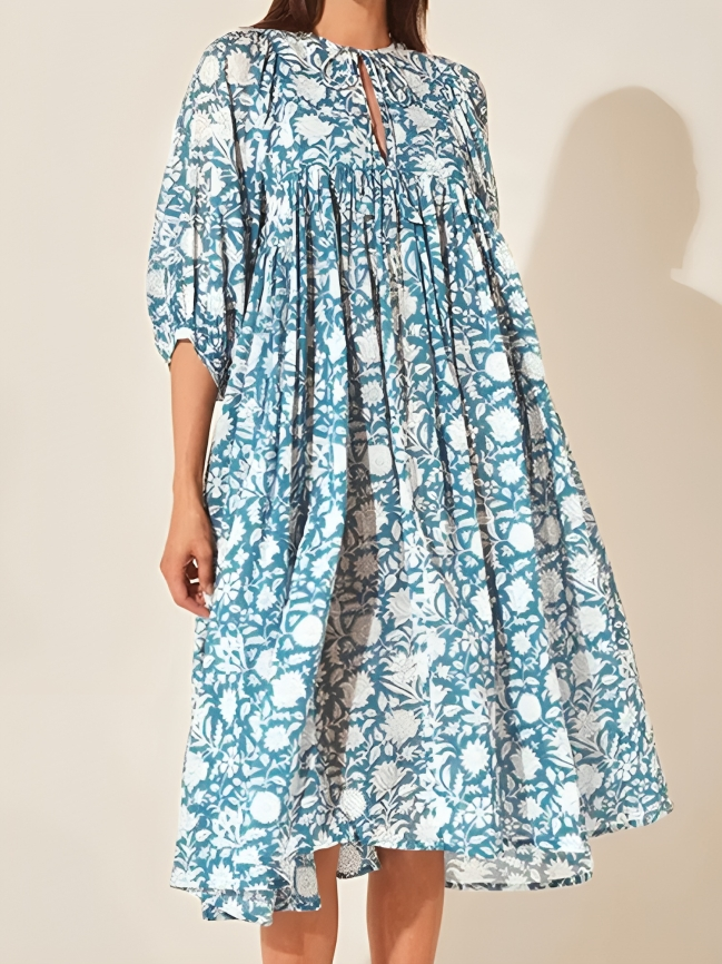 Dresses | Women’s Floral Print Puff Sleeve Casual Dress