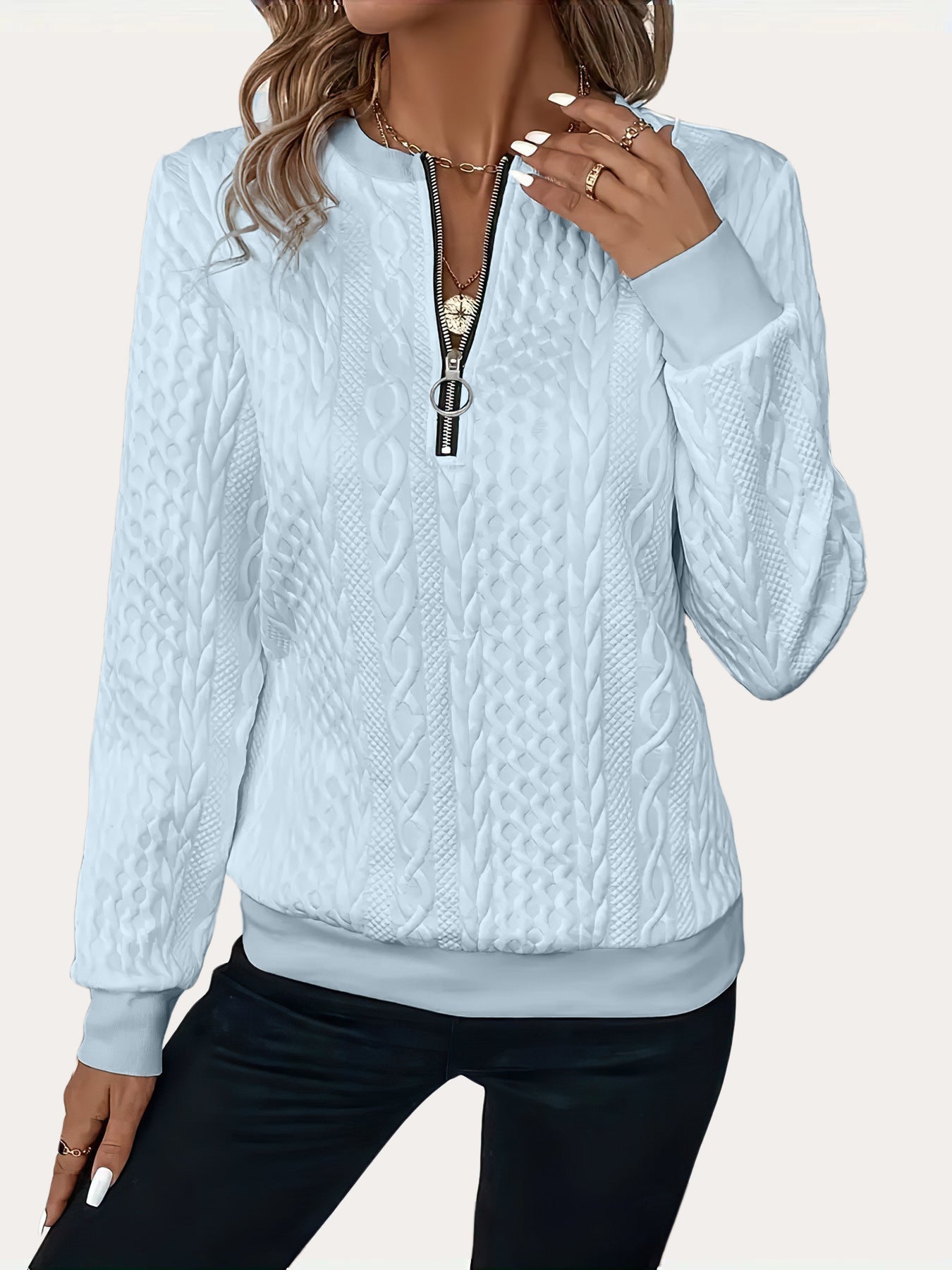 Sweaters | Women’s Cable-Knit Half-Zip Pullover Sweater