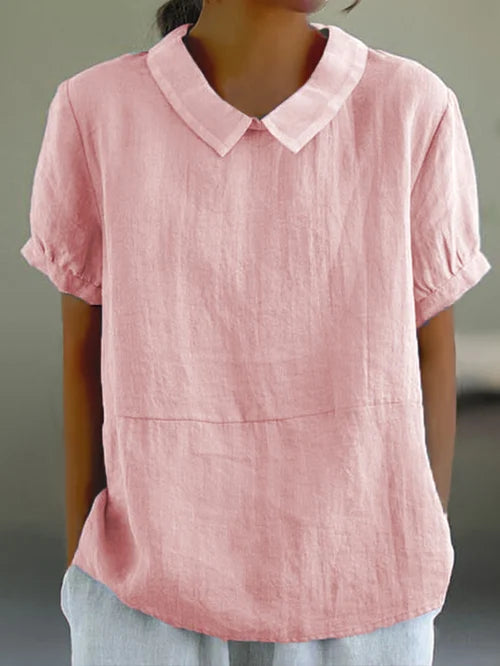 Top | Linen Blend Peter Pan Collar Blouse