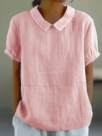 Top | Linen Blend Peter Pan Collar Blouse