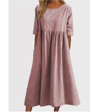 Dresses | Women’s Casual Empire Waist Midi Dress with Half Sleeves