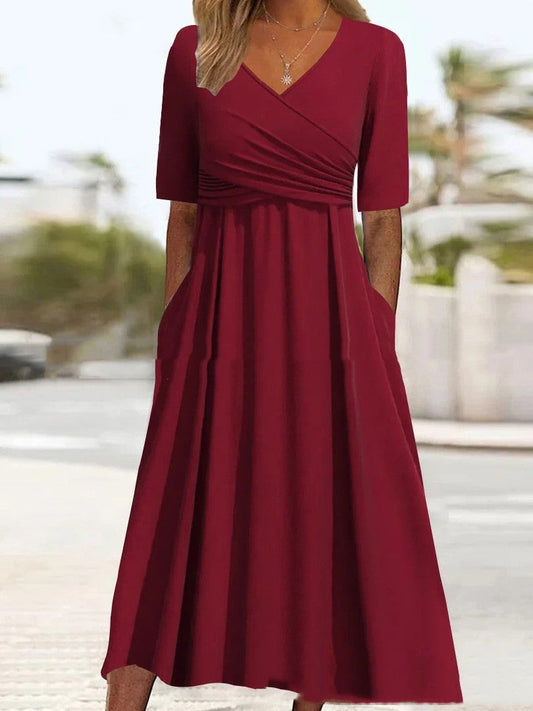 Dresses | Women’s Half Sleeve A-Line Maxi Dress with Wrap V-Neck