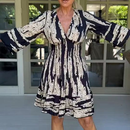 Dresses | Women’s Boho Tie-Dye Printed V-Neck Mini Dress