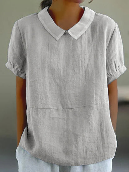 Top | Linen Blend Peter Pan Collar Blouse