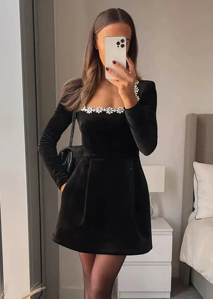 Dress | Fitted Long-Sleeve Mini Dress for Women