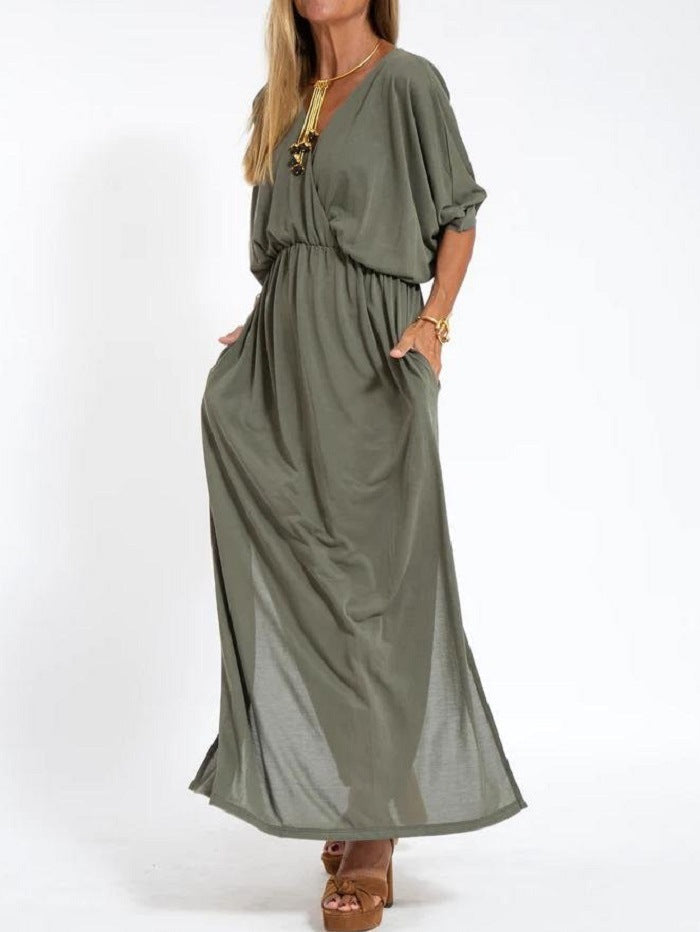 Dresses | Women’s Relaxed V-Neck Maxi Dress with Cinched Waist