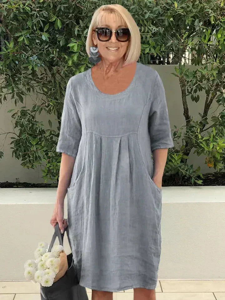 Dresses | Women’s Casual Loose Fit Linen-Blend Knee-Length Dress