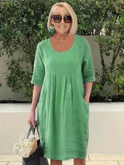 Dresses | Women’s Casual Loose Fit Linen-Blend Knee-Length Dress