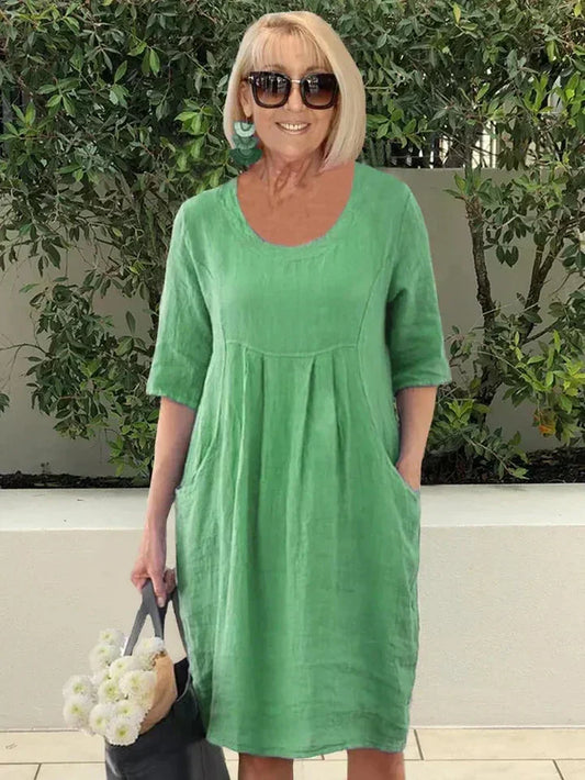 Dresses | Women’s Casual Loose Fit Linen-Blend Knee-Length Dress