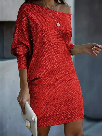 Dress | Contrasting Sequin Party Dress with Comfortable Fit