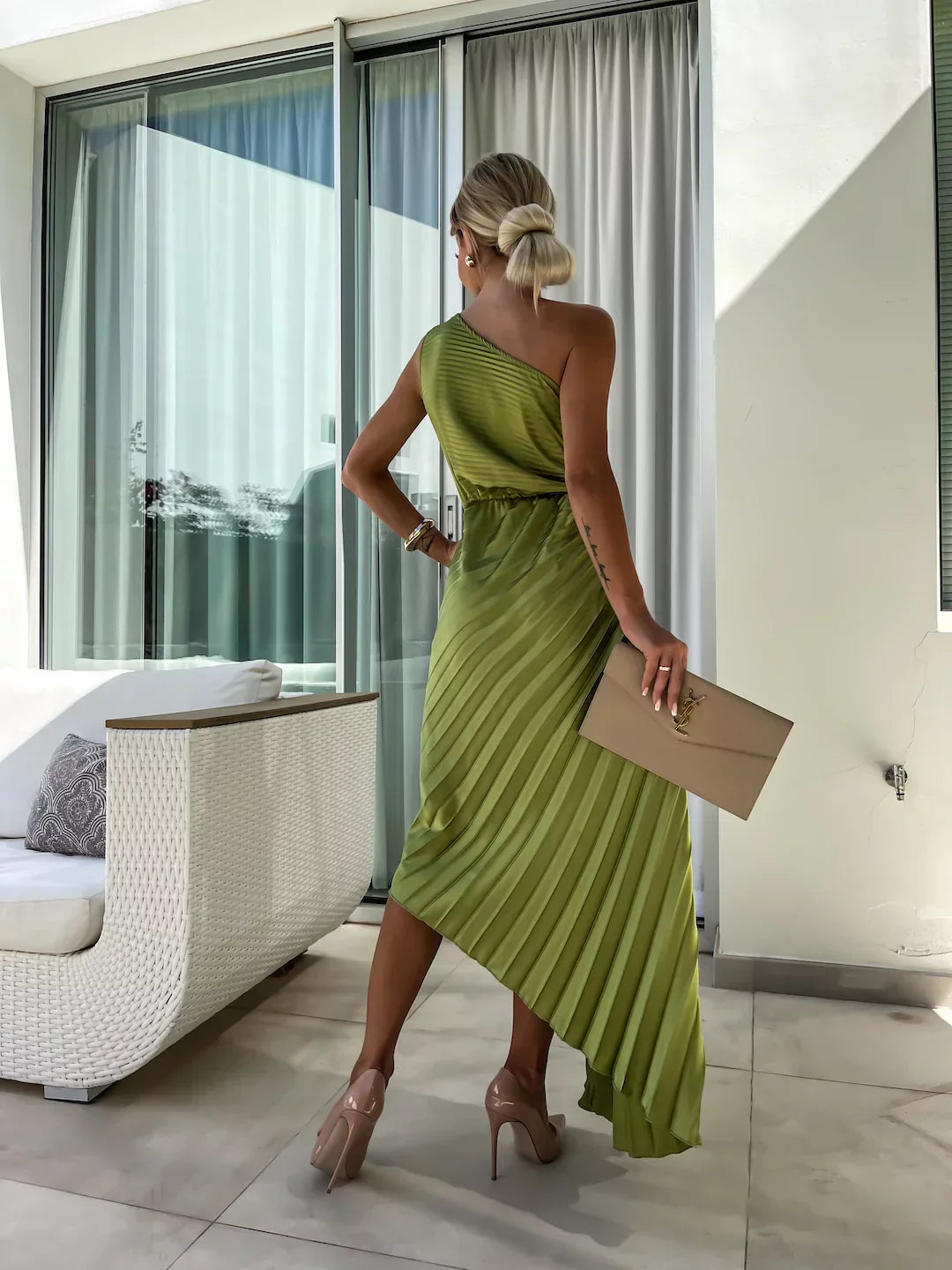 Dress | Romantic Flower One Shoulder Dress with Elegant Silhouette