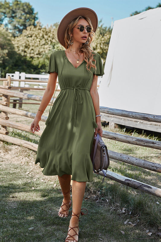 Dresses | Women’s Casual Short Sleeve Midi Dress – Flowy A-Line Fit