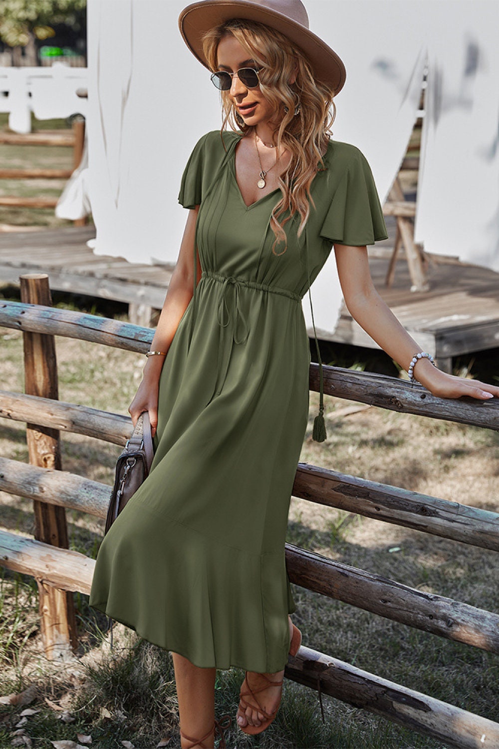 Dresses | Women’s Casual Short Sleeve Midi Dress – Flowy A-Line Fit