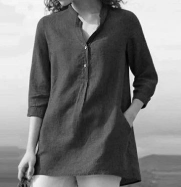 Tops | Women’s Casual V-Neck Linen Blend Tunic with Pockets