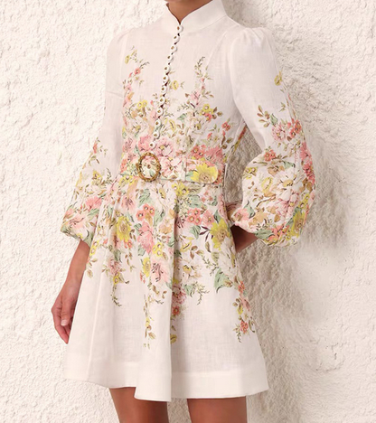 Dresses | Women’s Floral Embroidered Puff Sleeve Mini Dress