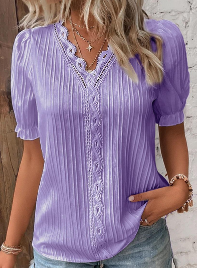 Top | Elegant Solid Lace Top with Feminine Detail