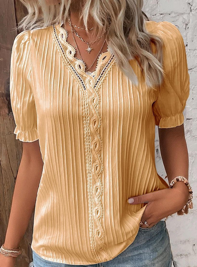 Top | Elegant Solid Lace Top with Feminine Detail