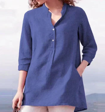 Tops | Women’s Casual V-Neck Linen Blend Tunic with Pockets