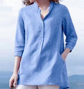 Tops | Women’s Casual V-Neck Linen Blend Tunic with Pockets