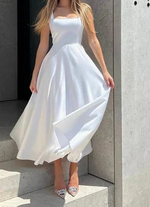 Dresses | Women’s Satin Spaghetti Strap A-Line Midi Dress