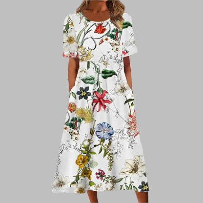 Dresses | Women’s Floral Print Short Sleeve Midi Dress