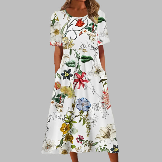 Dresses | Women’s Floral Print Short Sleeve Midi Dress