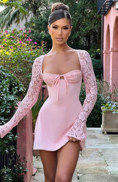 Dresses | Women’s Lace Long Sleeve Sweetheart Neck Mini Dress