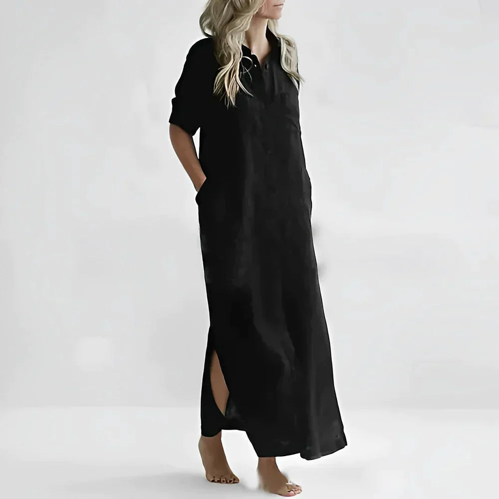 Dresses | Women’s Casual Short Sleeve Maxi Dress with Pockets and Side Slits
