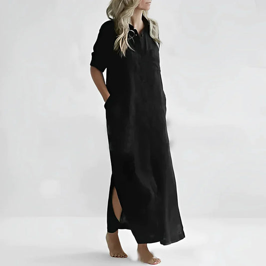 Dresses | Women’s Casual Short Sleeve Maxi Dress with Pockets and Side Slits