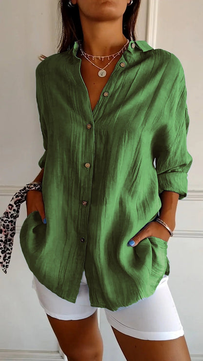 Tops | Women’s Relaxed Fit Button-Down Long Sleeve Shirt