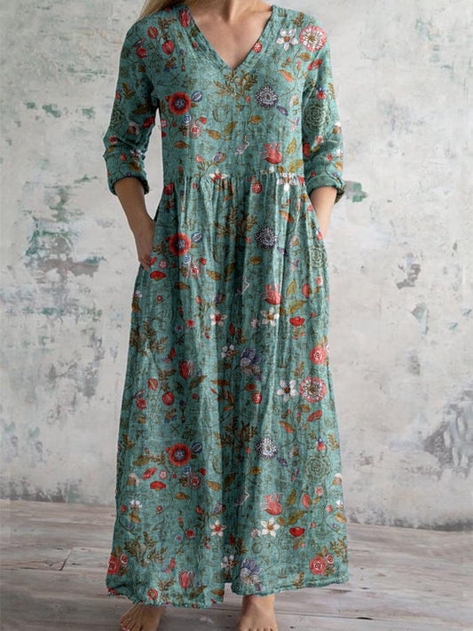 Floral Dress | V-Neckline with Flowing Fit
