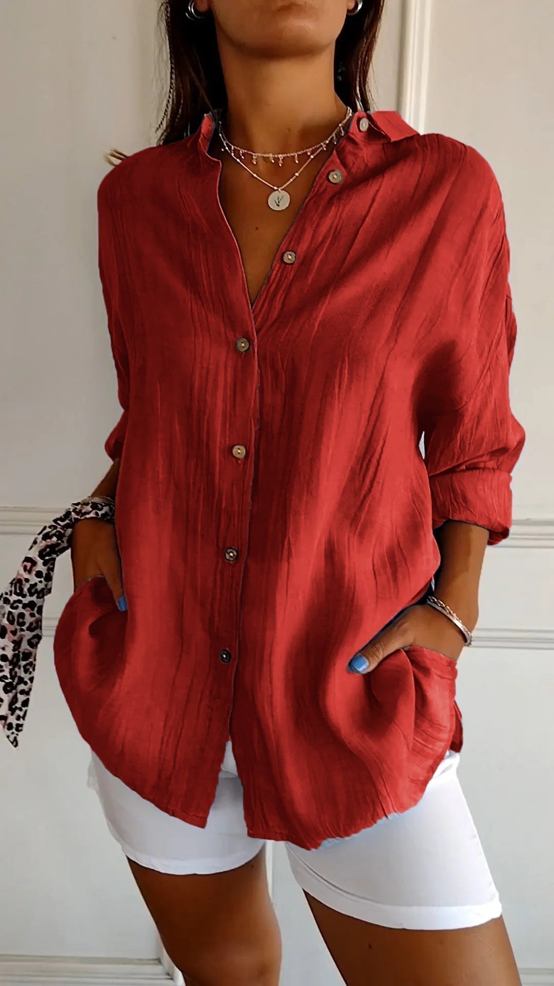 Tops | Women’s Relaxed Fit Button-Down Long Sleeve Shirt