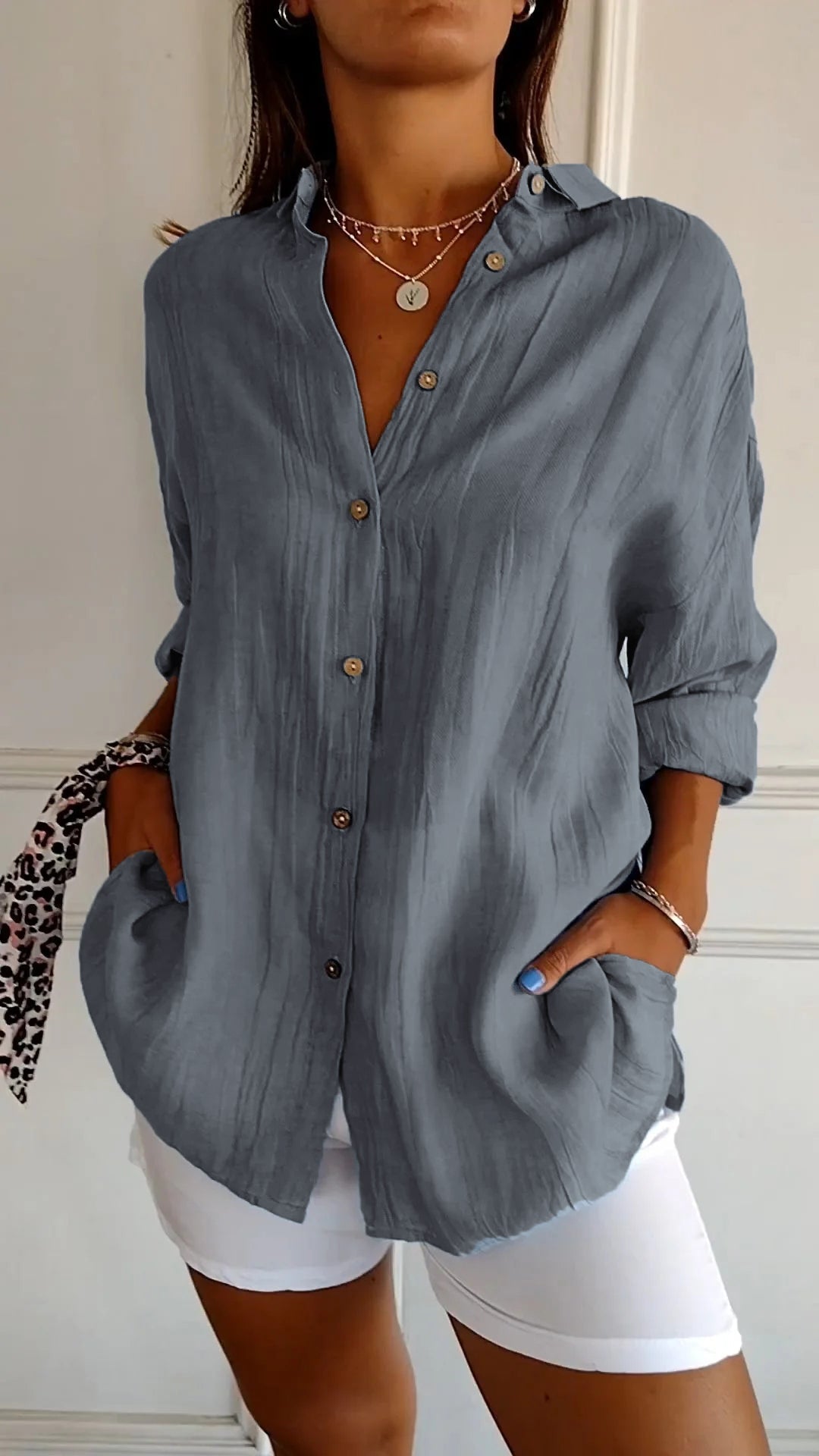 Tops | Women’s Relaxed Fit Button-Down Long Sleeve Shirt