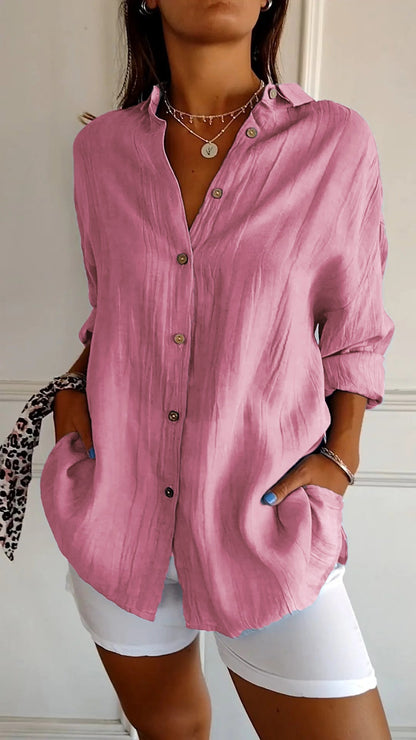 Tops | Women’s Relaxed Fit Button-Down Long Sleeve Shirt