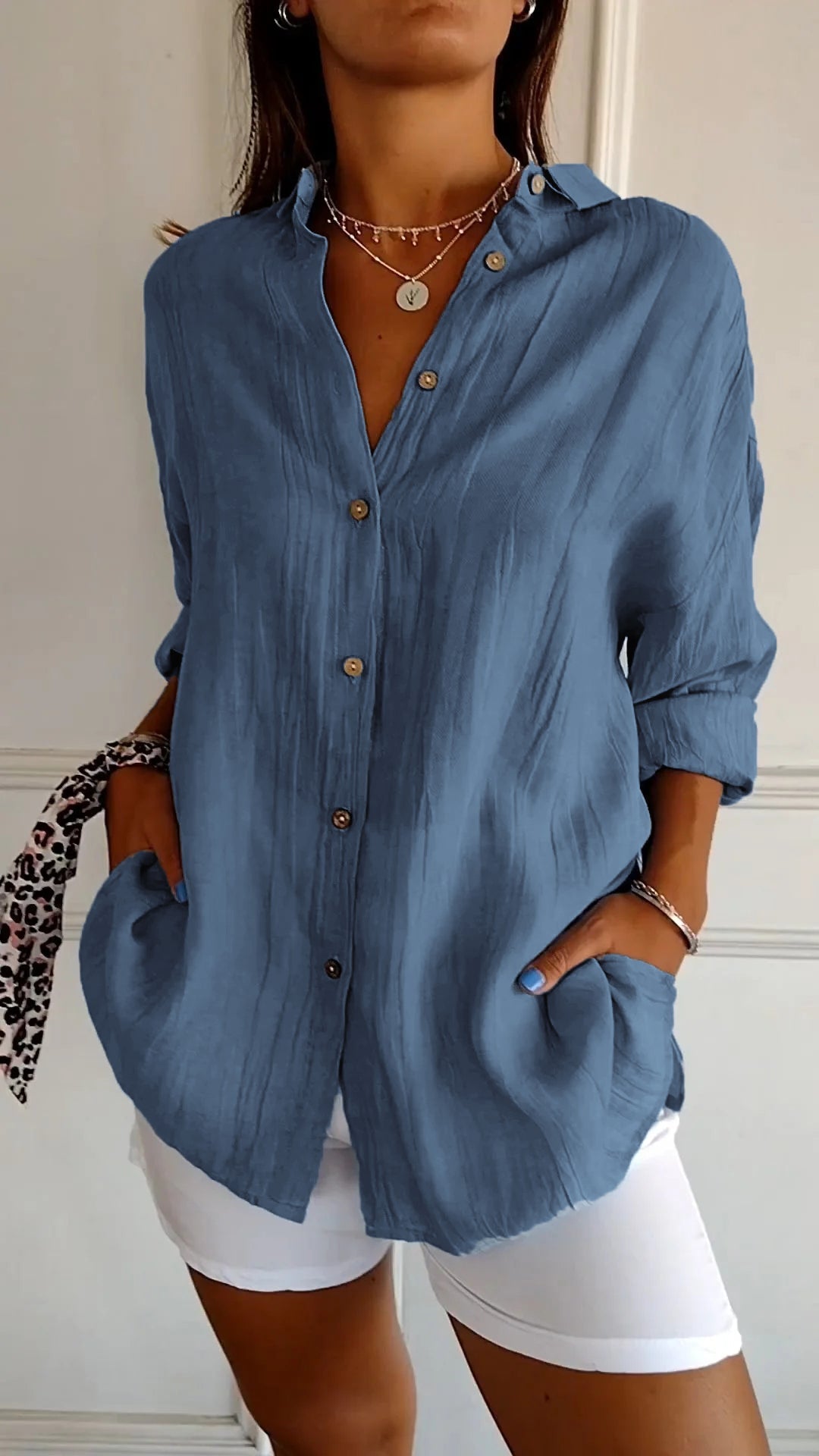 Tops | Women’s Relaxed Fit Button-Down Long Sleeve Shirt