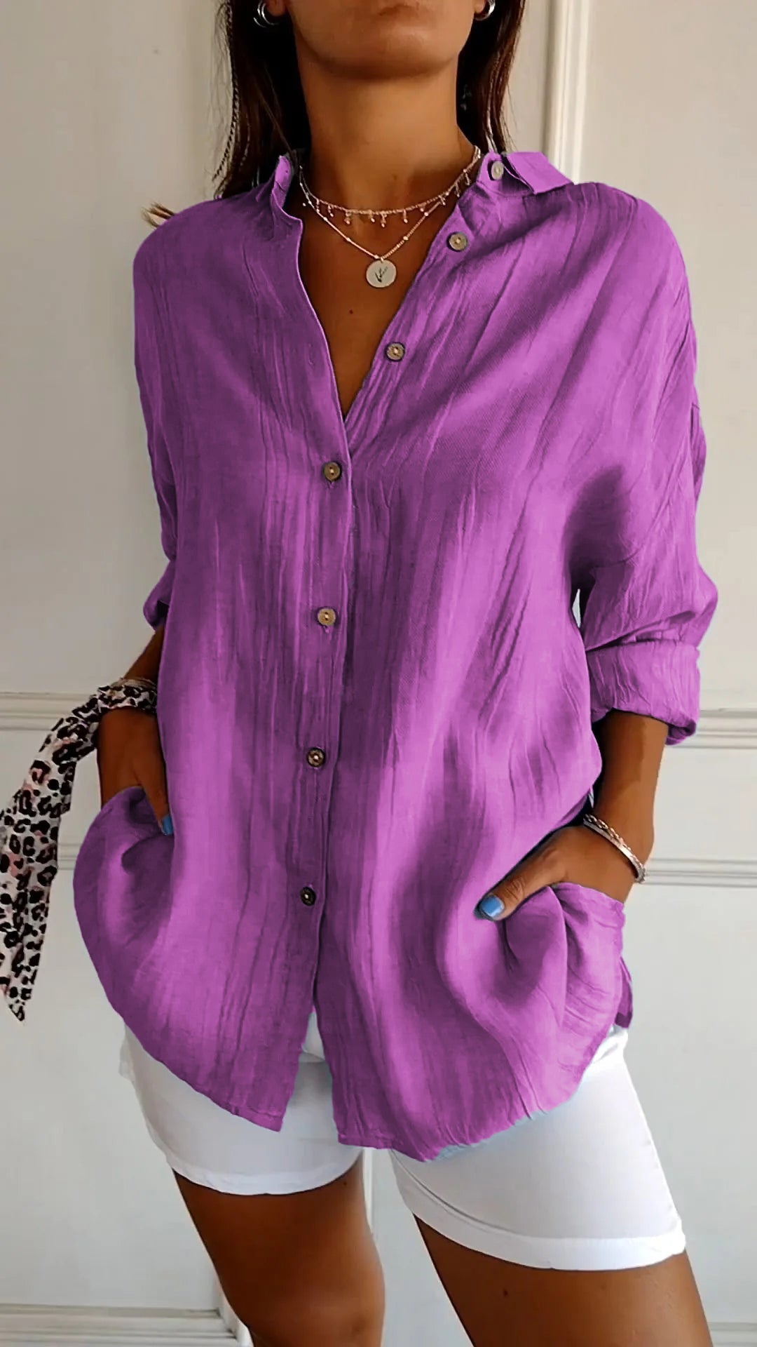 Tops | Women’s Relaxed Fit Button-Down Long Sleeve Shirt