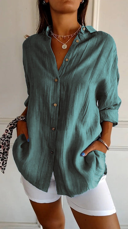 Tops | Women’s Relaxed Fit Button-Down Long Sleeve Shirt