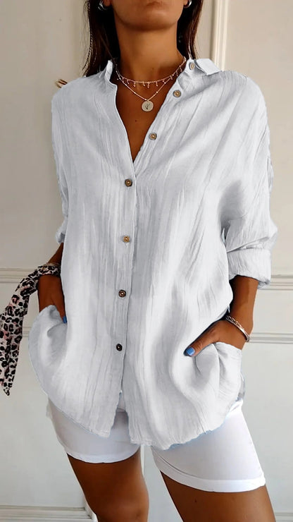 Tops | Women’s Relaxed Fit Button-Down Long Sleeve Shirt